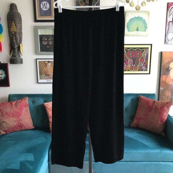 CYNTHIA MAX size XL Jet Black Stretch Velvet Pull-On Stretch Waistband Pants - Picture 1 of 4
